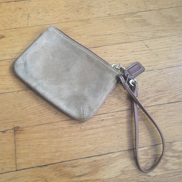 Small tan suede Coach Wristlet - Picture 2 of 3